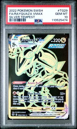 2022 POKEMON SWORD & SHIELD SILVER TEMPEST #TG29 FULL ART/RAYQUAZA VMAX PSA 10 - Image 1