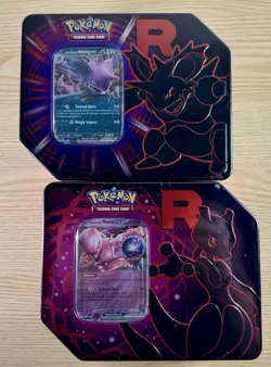 Pokemon Team Rocket Destined Rivals Tin Set of 2 Mewtwo And Nidoking Sealed - Image 1