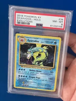 2016 Pokemon XY Gyarados Holo Evolutions #34 PSA 8 - Image 3
