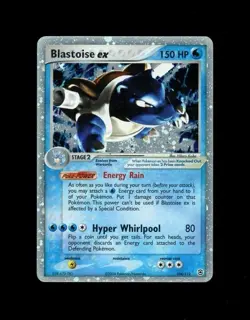 2004 Pokemon FIRERED & LEAFGREEN BLASTOISE EX HOLO (SWIRL) 104/112! HP WEAR - Image 1