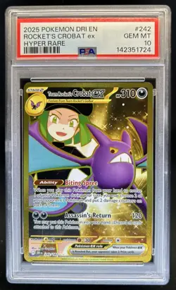 2025 Pokemon Destined Rivals Team Rocket's Crobat ex #242/182 PSA 10 GEM MINT - Image 1