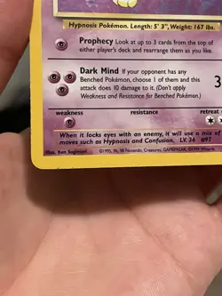Pokemon Hypno 8/62 Fossil Unlimited Holo Rare NM/ LP (Silvering) - Image 3