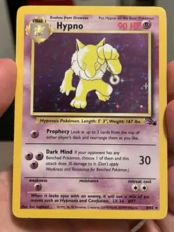 Pokemon Hypno 8/62 Fossil Unlimited Holo Rare NM/ LP (Silvering) - Image 4