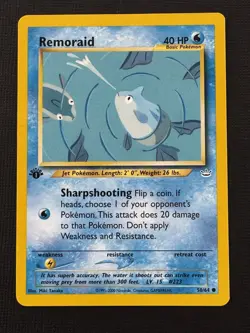 Pokemon Remoraid 50/64 Neo Revelation 1st Edition Regular Common 40HP Basic - Image 1