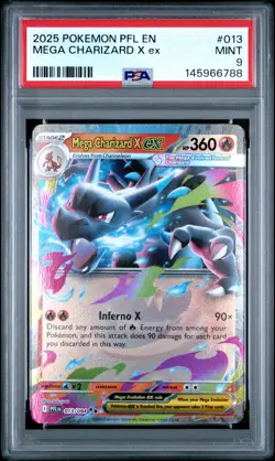 2025 POKEMON PFL EN-PHANTASMAL FLAMES #013 MEGA CHARIZARD X EX PSA 9 - Image 1