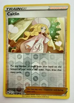 Caitlin #132/198 Reverse Holo 2021 Pokemon Chilling Reign LP - Image 1