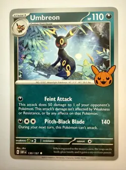 Pokemon - Umbreon 130/197 2024 Trick or Trade Booster Uncommon NM - Image 1