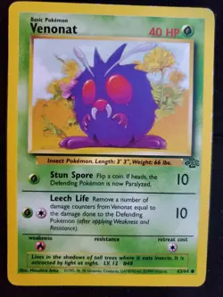 Venonat 63/64 Common Jungle Set WOTC Pokemon TCG MP - Image 1