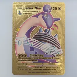 Pokemon Lapras VMAX 320hp Gold Foil Fan Art Collector Card TCG Gigantamax - Image 1