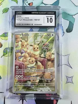 Pokemon Twilight Masquerade Eevee TCG Illustration Card #188/167 Cgc 10 - Image 1