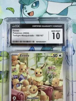 Pokemon Twilight Masquerade Eevee TCG Illustration Card #188/167 Cgc 10 - Image 3