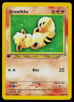 Pokemon Card - Growlithe Neo Destiny 68/105 Common 1st Edition - Image 1