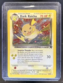 2000 Pokemon Team Rocket Dark Raichu Holo #83/82 - Image 1
