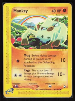 Mankey Common Pokemon Aquapolis 092/147 LP - Image 1