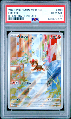 2025 POKEMON MEG EN-MEGA EVOLUTION ILLUSTRATION RARE #139 LITLEO PSA 10 - Image 1