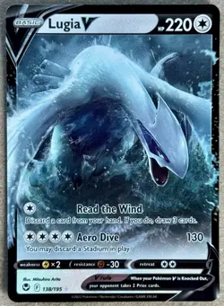 2022 POKEMON TCG SILVER TEMPEST LUGIA V ULTRA RARE HOLO 138/195 NM+ (A) - Image 1