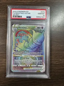 Mewtwo VStar 2022 Pokemon Go - Secret - #079 - PSA 10 - Image 1