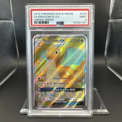 2019 Pokemon Sun & Moon Unified Minds Dragonite GX #229 EN Graded PSA 9 - Image 1