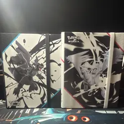 Pokemon Binder Lot White Flare Black Bolt Reshiram Zekrom Elastic Strap - Image 1