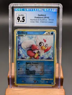 2010 Pokemon HeartGold & Soulsilver Delibird Holo #39 CGC Gem 9.5/10 League - Image 1