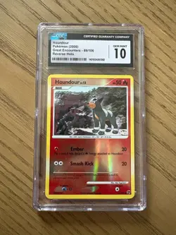 Pokemon Houndour 69/106 Reverse Holo Diamond & Pearl Great Encounters - CGC 10 - Image 1