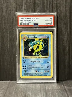 Gyarados PSA 8 Base Set 1st Edition Shadowless #6 Pokemon 1999 Holo Rare - Image 1