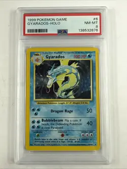 1999 POKEMON BASE SET UNLIMITED #6 GYARADOS-HOLO PSA 8 - Image 1