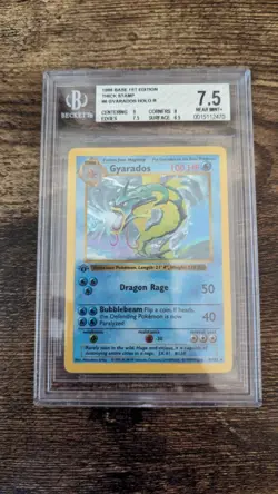 BGS 7.5 Pokemon Gyarados Holo 1st edition base set shadowless 6/102 NOT PSA 7 8 - Image 1