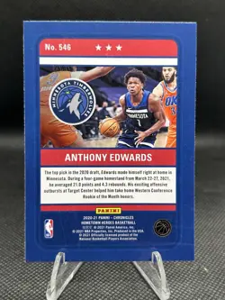 2020-21 Panini Chronicles Hometown Heroes Optic Anthony Edwards #546 Rookie RC - Image 3