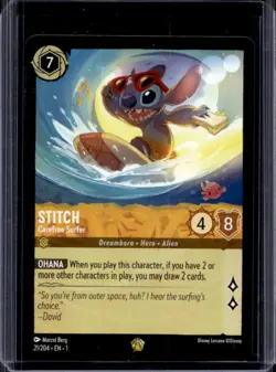 2023 Disney Lorcana TCG: The First Chapter Stitch - Carefree Surfer #21/204 - Image 1