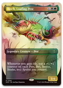 Blech, Loafing Pest (Borderless) #298 (Foil) NM Secrets of Strixhaven Magic MTG - Image 1