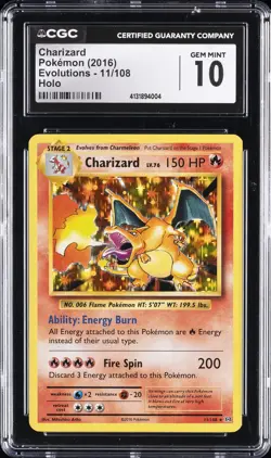 2016 POKEMON EVOLUTIONS XY HOLO #11 CHARIZARD CGC 10 GEM MINT - Image 1