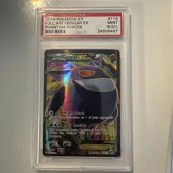 2014 POKEMON XY PHANTOM FORCES #114 FULL ART / GENGAR EX PSA 9 Rare OC Cert! - Image 1