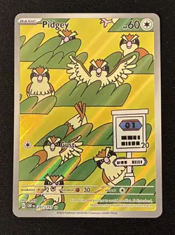Pokemon Card TCG Pidgey 207/197 Obsidian Flames IR Illustration Rare NM - Image 1