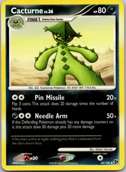 Cacturne #34/106 Reverse Holo Great Encounters Pokemon Lightly played - Image 1