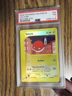 Aquapolis Voltorb 64/147 Reverse Foil Graded Pokemon Card - PSA 7 - Image 1