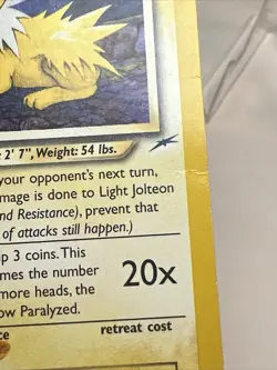 CREASES Light Jolteon 48/105 Regular/Non-Holo Neo Destiny AUTHENTIC Pokemon Card - Image 3