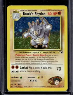 2000 Pokemon Gym Heroes Brock's Rhydon Holo #2/132 - Image 1