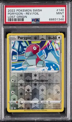 2022 POKEMON SWORD & SHIELD LOST ORIGIN #140 PORYGON-REVERSE FOIL PSA 9 - Image 1
