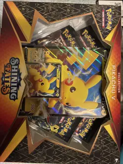 Pokemon TCG Pikachu V Promo Box Collection Shining Fates New Sealed 4 Packs - Image 1