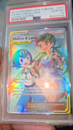 Mallow and Lana Full Art Pokemon Cosmic Eclipse Tag Team 231/236 PSA 10 - Image 2