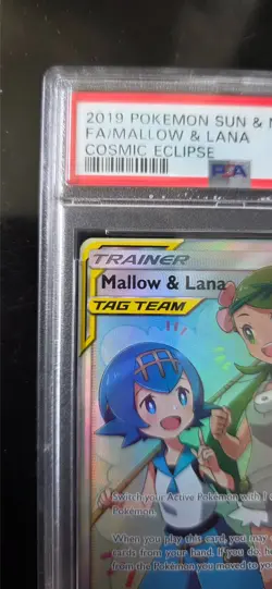 Mallow and Lana Full Art Pokemon Cosmic Eclipse Tag Team 231/236 PSA 10 - Image 3