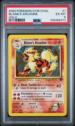 Blaine'S Arcanine Holo Pokemon Gym Challenge 1 NM PSA 6 - Image 1