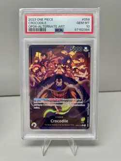 CROCODILE ALTERNATE ART ONE PIECE OP04-KINGDOMS OF INTRIGUE 2023 058 PSA 10 - Image 1