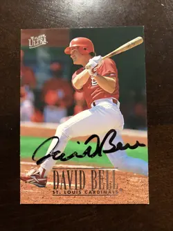 DAVID BELL 1996 FLEER ULTRA AUTOGRAPHED SIGNED AUTO BASEBALL CARD 540 CARDINALS - Image 1