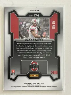 2024 Panini Prizm Collegiate Draft Picks Cade Stover RC Gold Shimmer /15 - Image 2