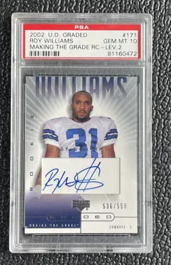 🔥ROY WILLIAMS 2002 UDG MTG L2 AUTOGRAPH ROOKIE CARD /550! PSA 10!🔥COWBOYS! - Image 1
