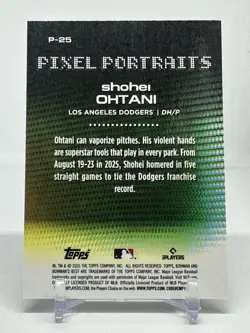 2025 Bowman Bowman's Best Shohei Ohtani Pixel Portraits Los Angeles Dodgers P-25 - Image 2
