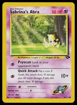 Pokemon Card Gym Challenge Sabrina's Abra 94/132 Common - Image 1