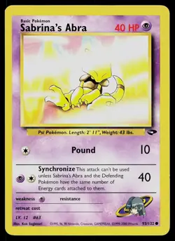 Pokemon Card Gym Challenge Sabrina's Abra 93/132 Common - Image 1